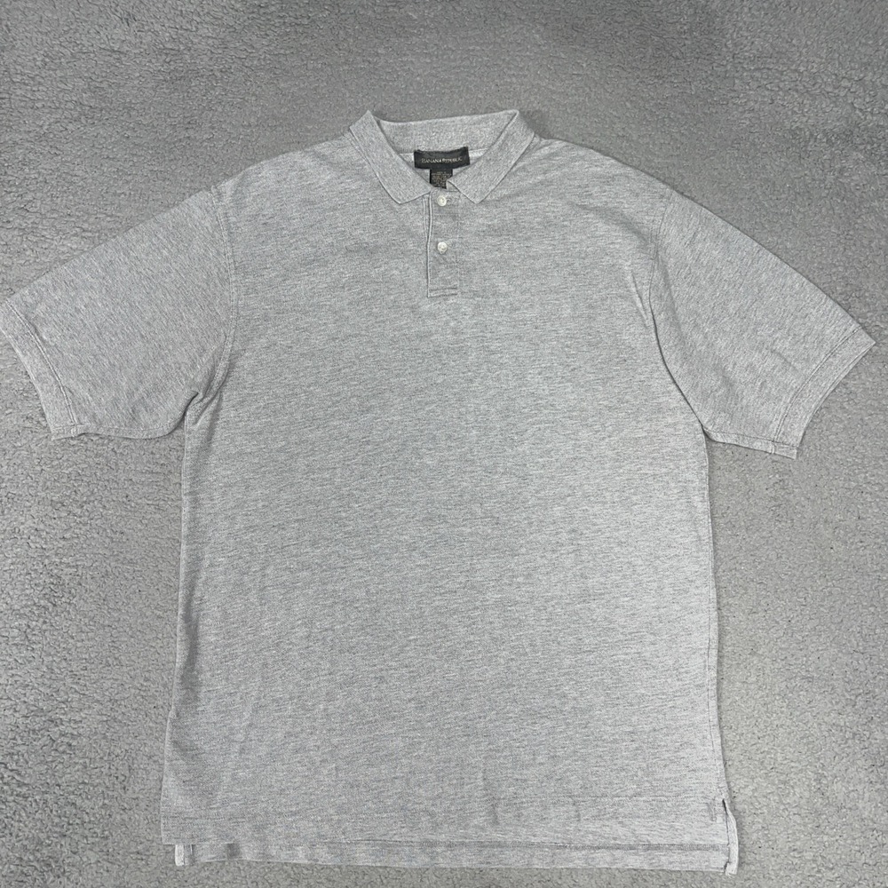 VTG Banana Republic Shirt Men's Size XL Heather Gray Polo Pique Knit Golf Y2K
